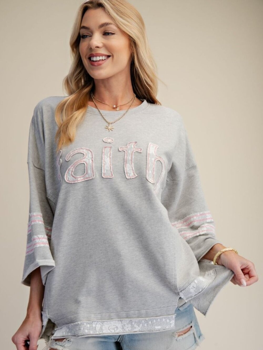 ETA 10/2 - Easel Faith Patch Washed Terry Pullover